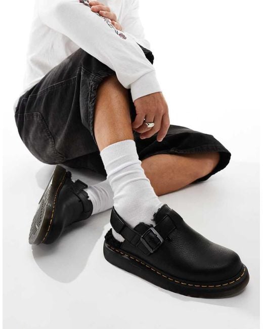 Dr. Martens Black Jorge Ii Fur Lined Mules for men