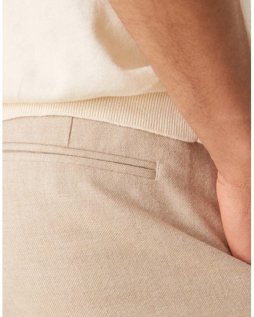 ASOS Natural Smart Relaxed Tapered Pants With Front Pleats for men