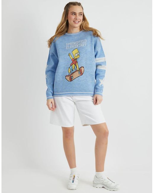 Skinnydip London Blue London The Simpsons Bart & Lisa Varsity Knitted Jumper