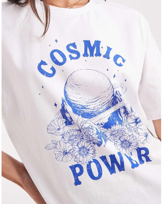 ONLY Recht T-Shirt Met Grafische Cosmic-Print in het White