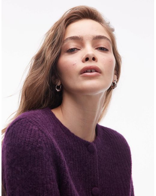 & Other Stories Purple Alpaca Wool Blend Cardigan Jacket With Jet Pockets