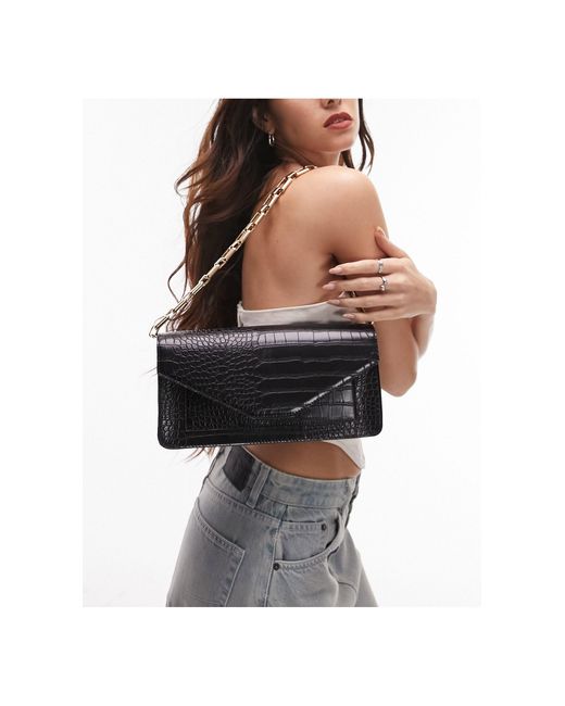 Sabrina Chunky Chain Flap Shoulder Bag in Black Lyst