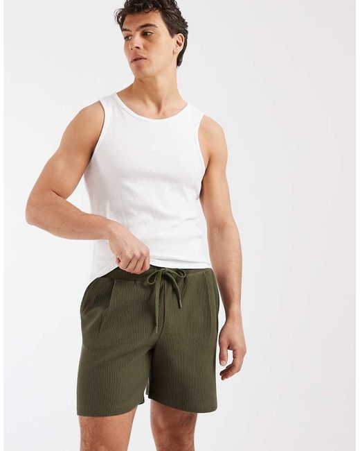 ASOS Oversized Geribbelde Short in het Green voor heren