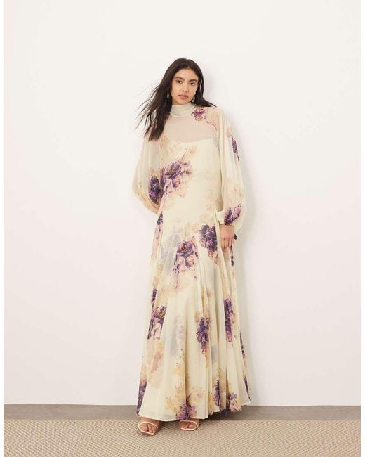 ARRANGE Natural High Neck Trapeze Maxi Dress