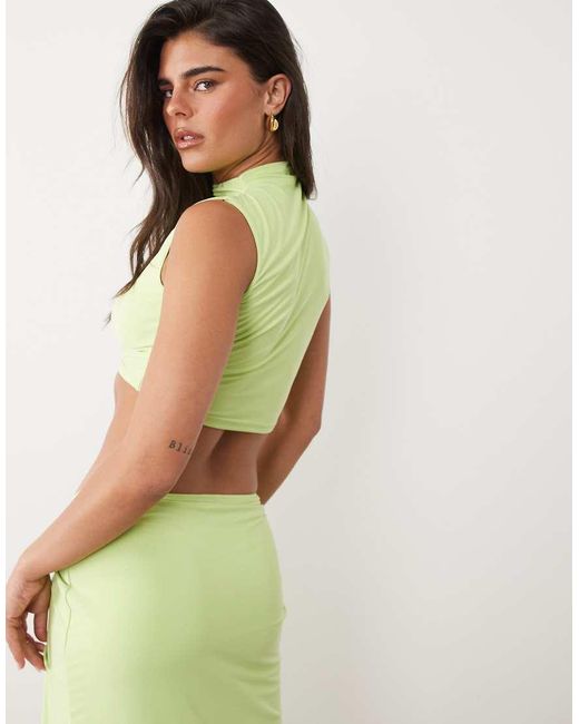 ASOS Green High Neck Drape Co-ord Top With Hardware Detail