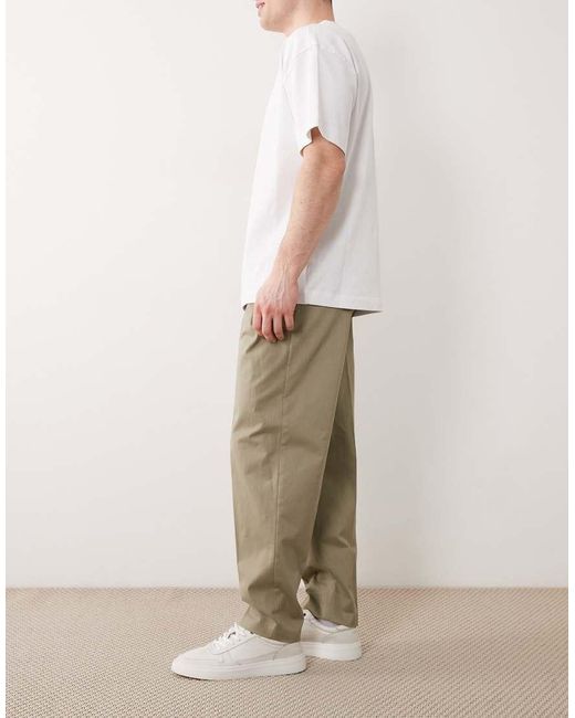 ASOS Natural Tailored Cotton Rich Oversized Tapered Chino Trousers for men