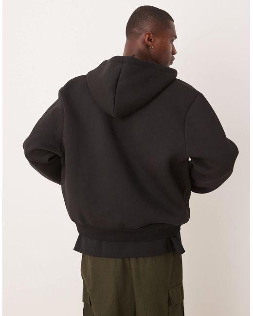 ASOS Black Heavyweight Scuba Boxy Oversized Zip Through Hoodie for men
