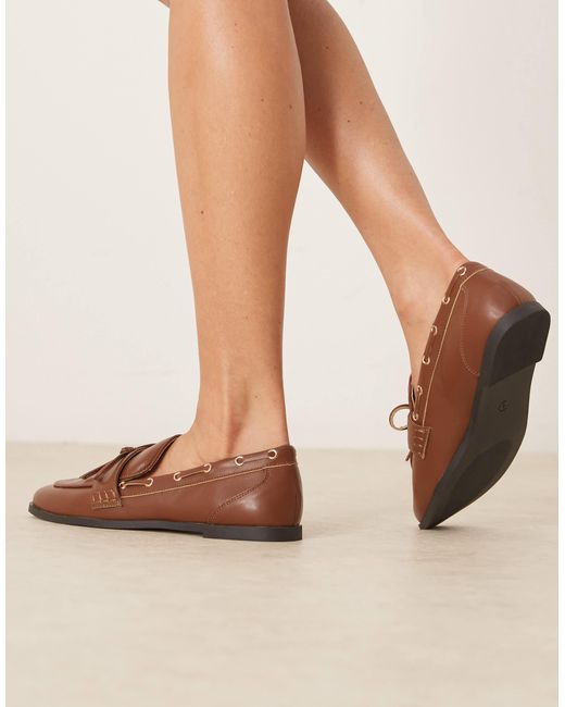 Raid Natural Nico Boat Loafers With Bow
