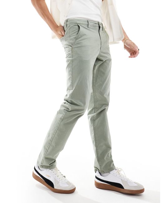 River Island Green Laundered Chino for men