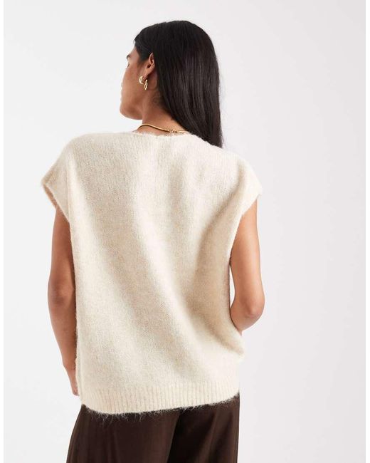 ONLY White Oversized Fluffy Knitted Vest