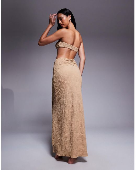 ASOS Blue Ozzy Textured Knot Front Maxi Beach Skirt