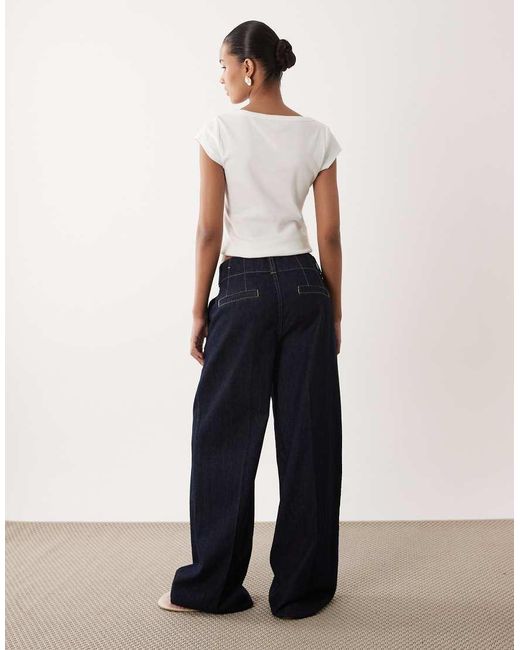 Mango Blue Alma 100% Cotton Pleat Front Denim Trouser Co-ord