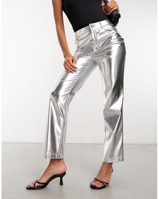 Pantalon en pu - argent métallisé Never Fully Dressed en coloris White