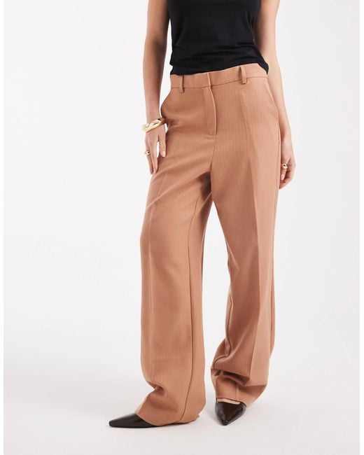 Pantalon d'ensemble habillé large à chevrons - moka Vero Moda en coloris White