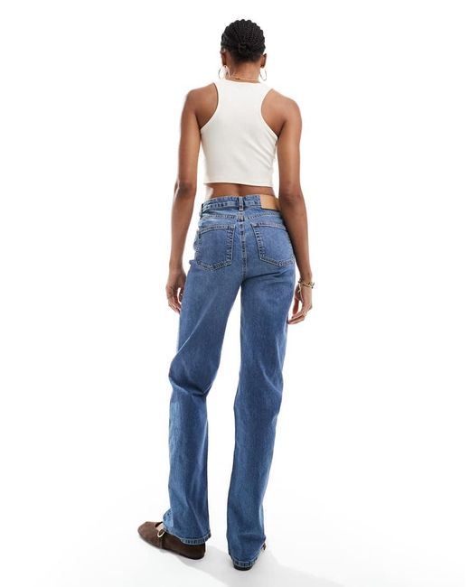 Vaqueros Azul Medio Auténtico Cómodos Y Elásticos De Pernera Recta De Asos Design Tall ASOS de color Blue
