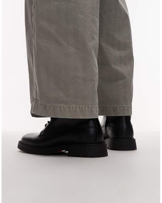 Tommy Hilfiger Black Leather Comfort Lace Up Boot for men