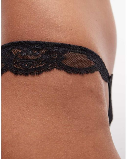 ASOS Brown Lola Lace Tanga Thong With Lace Side