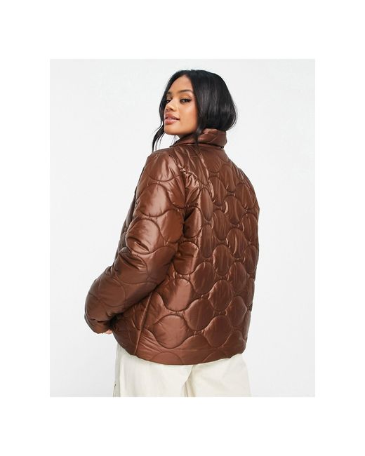 Fila Onion Quilted Puffer Jacket With Logo in Brown | Lyst