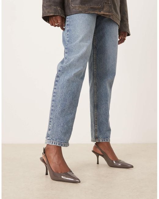 Mango Blue Classic Sling Back Pointed Heel