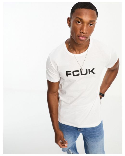Fcuk- t-shirt bianca con stampa del logo di French Connection in White da Uomo