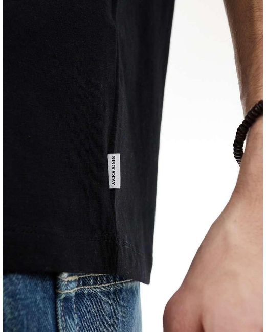 Jack & Jones Black 5 Pack Slim Fit T-shirt for men