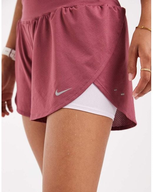 Nike Red Tempo Dri-Fit Mesh 2-In-1 Shorts