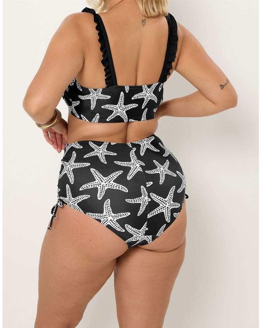 Yours Clothing Black Starfish Tummy Control Bikini Briefs