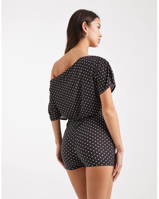Miss Selfridge Black Off The Shoulder Playsuit