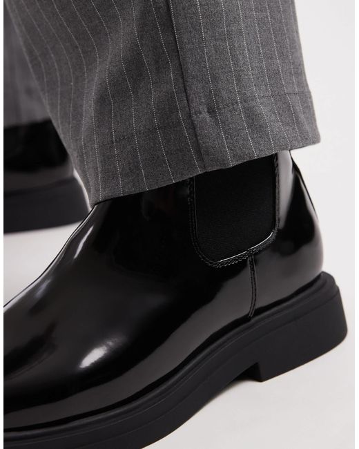 ASOS Black Chelsea Boot With Square Toe for men