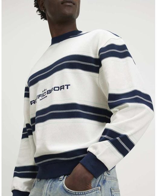 River Island Blue Regular Fit Prolific Stripe Sweatshirt for men