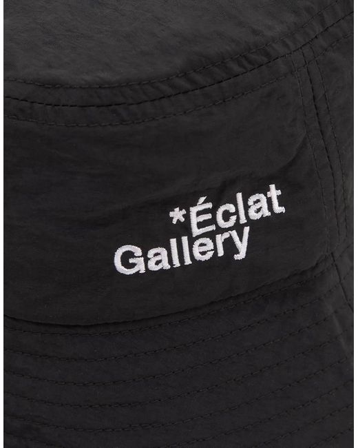 Pull&Bear Black Technical Text Bucket Hat for men