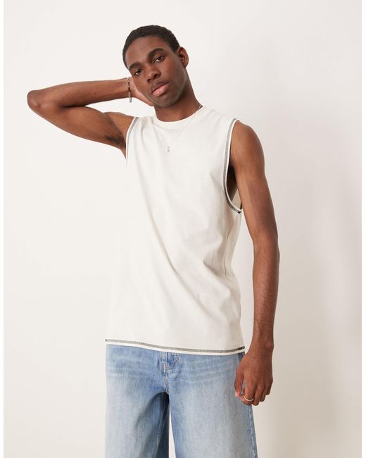 ASOS White Crew Neck Boxy Tank for men