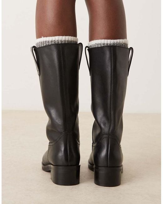 ASOS Natural Cindy Leather Pull On Boots