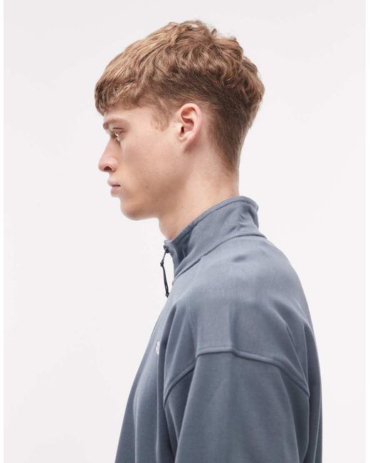The North Face Blue Essential Logo Light Oversized 1/4 Zip for men