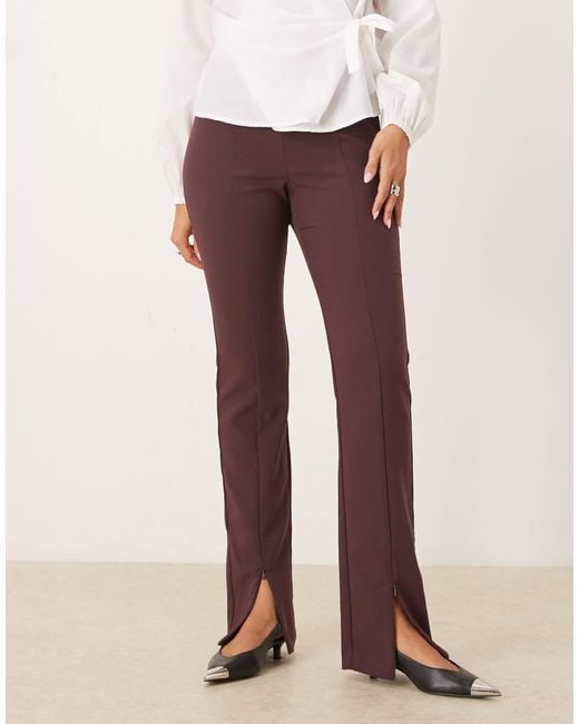 ASOS Brown Tailored Skinny Pants With Zip Front Detail