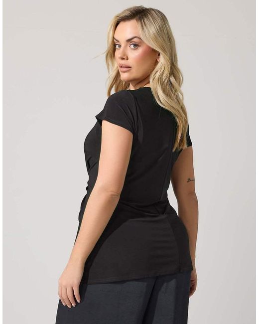 Yours Clothing Black Twist Front Top