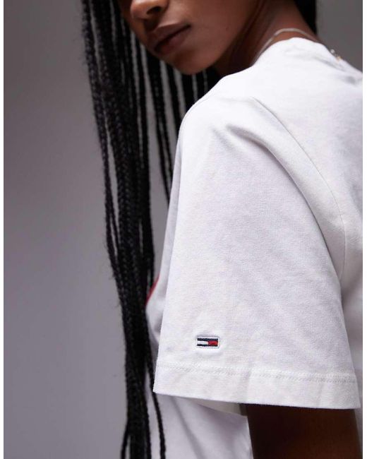 T-Shirt Bianca Oversize Con Grafica Con Gatto di Tommy Hilfiger in Gray