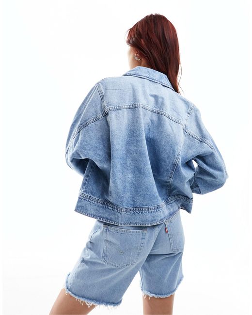 Suzy - giacca di jeans oversize lavaggio medio di Free People in Blue