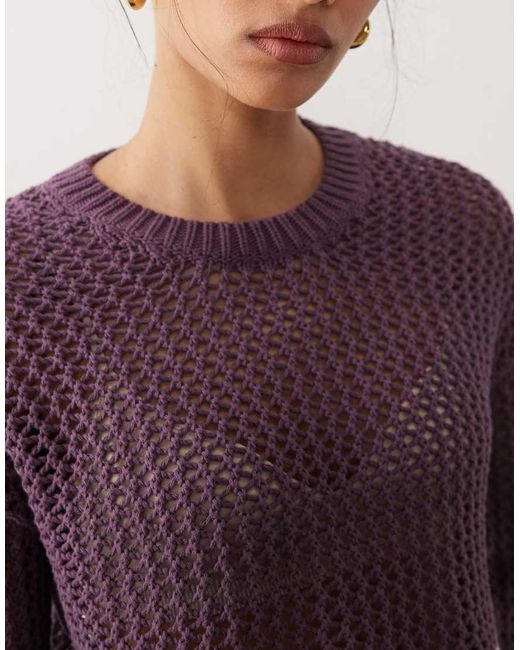 Mango Purple Teen Open Knit Top