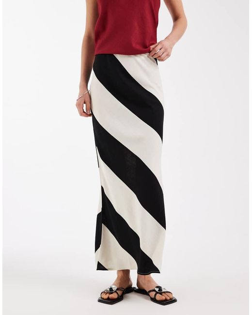ASOS White Linen Mix Bias Midaxi Skirt