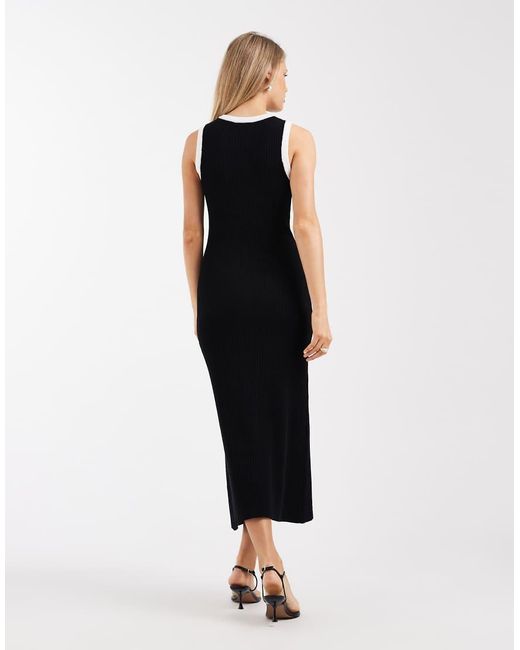 New Look Black Tipped Knitted Maxi Dress