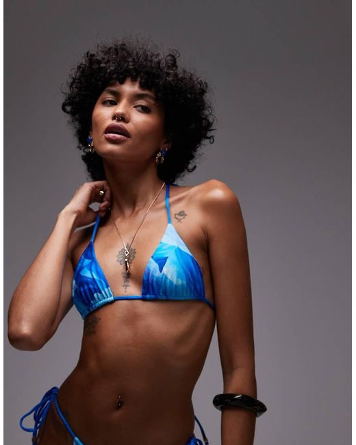 VDM The Label Gray Vdm Reversible Print Triangle Bikini Top