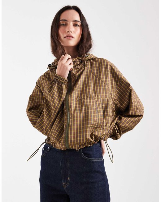 ASOS Blue Hooded Bubble Hem Bomber Jacket