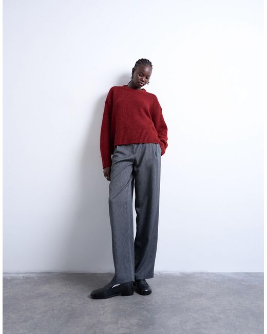 TOPSHOP Red – ultimate – flauschiger strickpullover aus wollmix