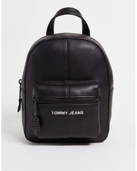 Tommy Hilfiger Logo Faux Leather Backpack in Black Lyst UK