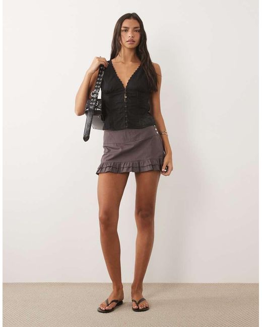 Motel Black Lasily Sleeveless Corset Poplin Top