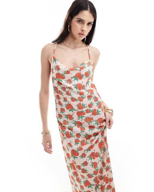 Vila White Satin Low Cowl Back Cami Maxi Dress