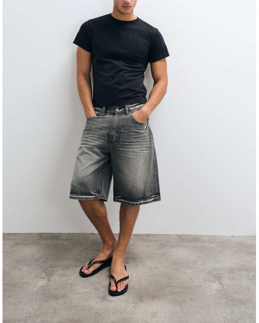 Cheap Monday Blue Distressed Jorts for men