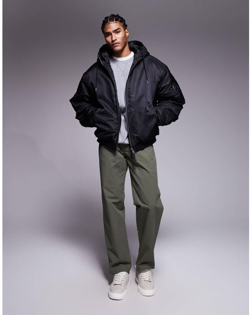 ASOS Black Oversized Bomber Jacket for men