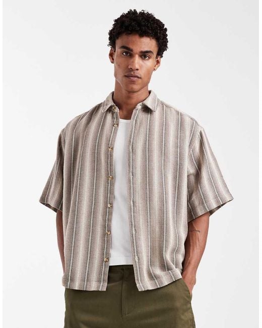 ASOS Gray Oversized Textured Stripe Shirt for men